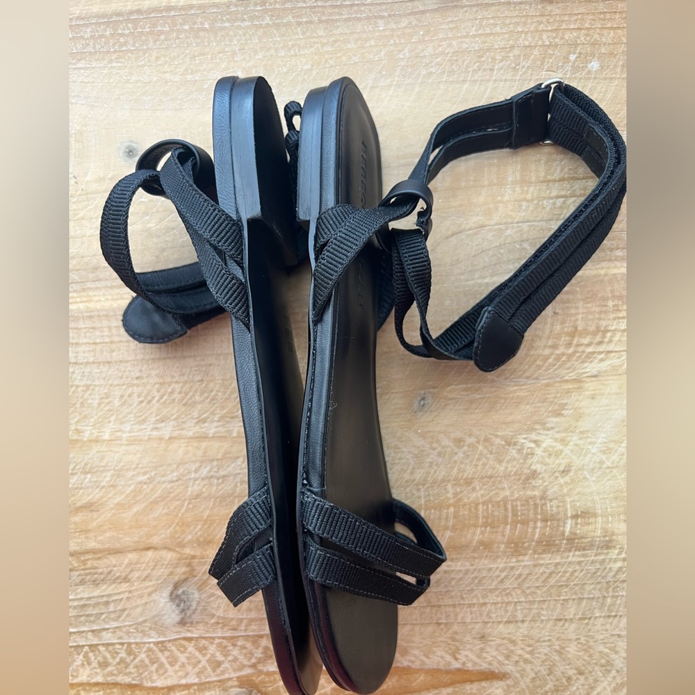 Rebecca Allen Citrine Black The Flat Two Strap Sandals Size 6 New - Picture 8 of 8